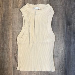 zara ribbed tank top in tan size small
